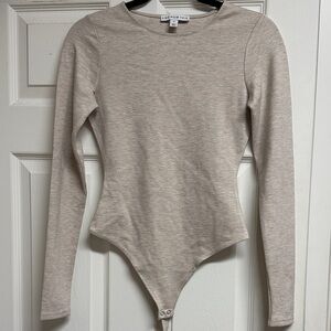 And Now This Long-Sleeve Beige Bodysuit - Fitted Crewneck